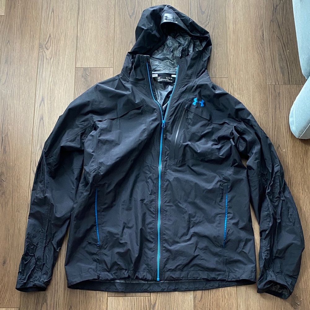Under Armour | Men's Black Rain Jacket &Windbreaker with Blue Details